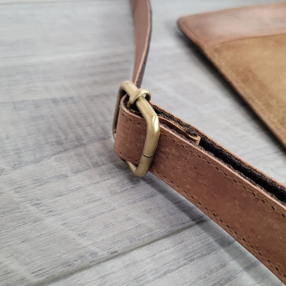 Leabags Messenger Bag 100% Leather‎ Shoulder Strap Flap Brown 12x10